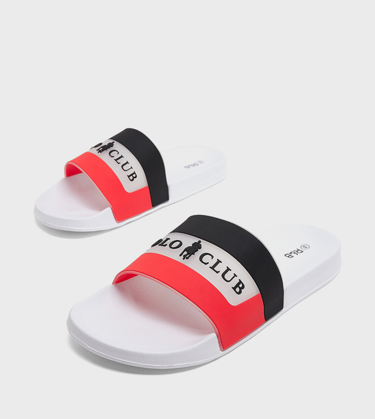 Buy R&B Color Block Slides In White | 6thstreet Saudi Arabia
