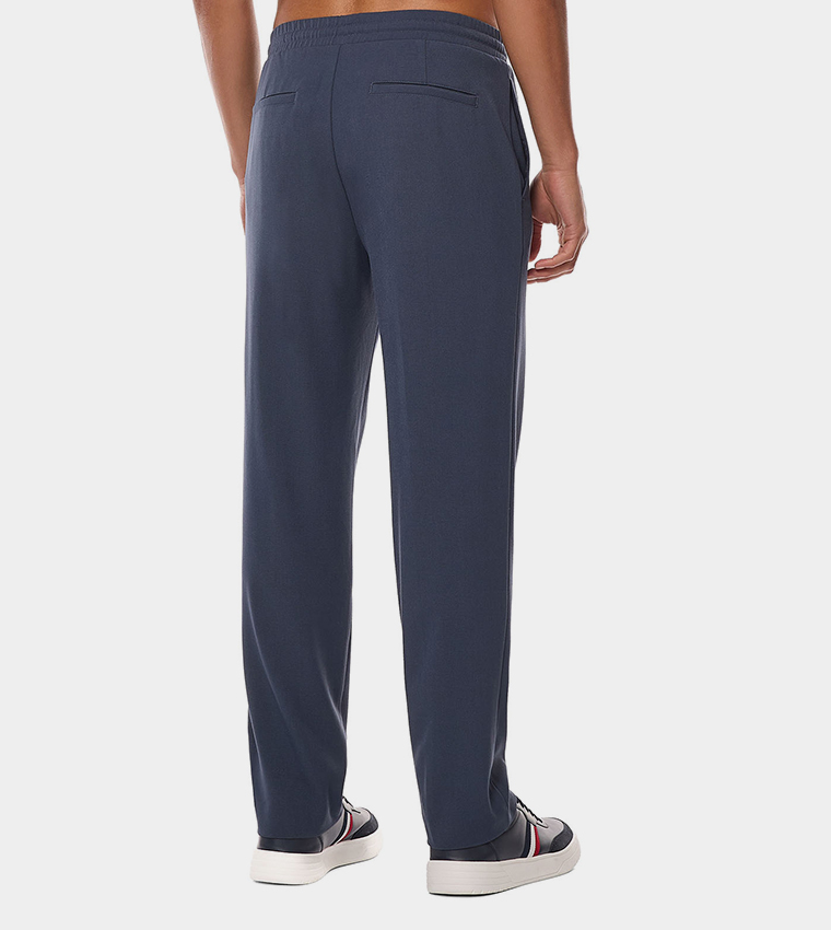 Solid Tapered Fit Trousers with Drawstring Waist
