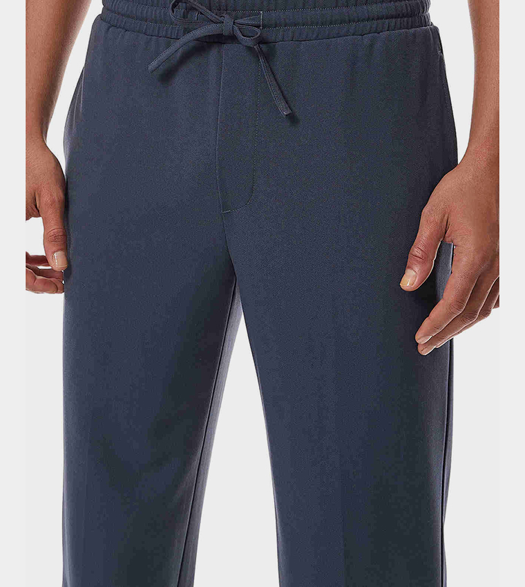 Solid Tapered Fit Trousers with Drawstring Waist
