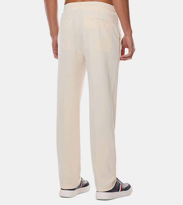 Solid Tapered Fit Trousers with Drawstring Waist