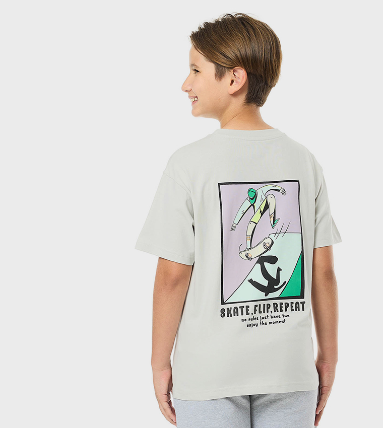 Printed T-Shirt with Crew Neck and Short Sleeves
