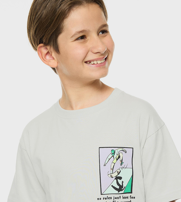 Printed T-Shirt with Crew Neck and Short Sleeves