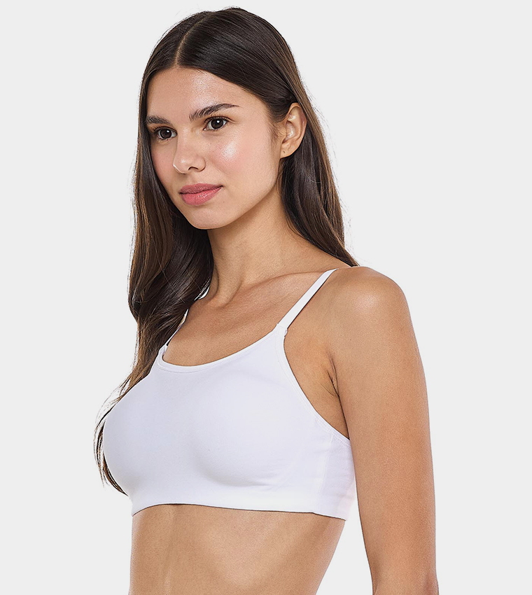 Solid Bonded Bra with Scoop Neck