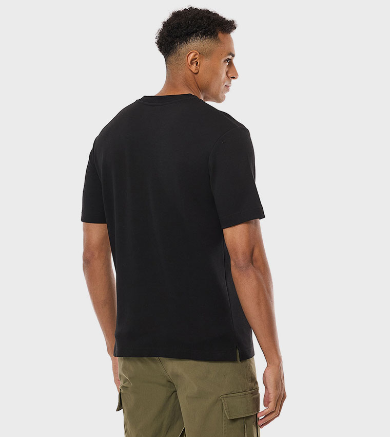 Embossed T-Shirt with Crew Neck and Short Sleeves