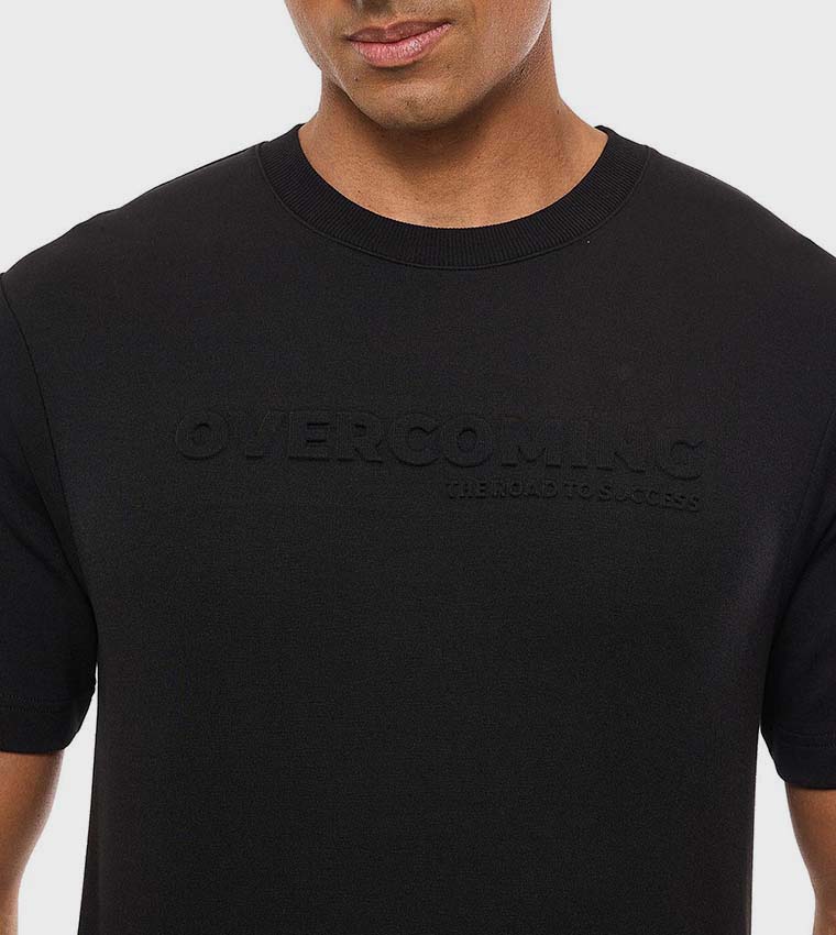 Embossed T-Shirt with Crew Neck and Short Sleeves