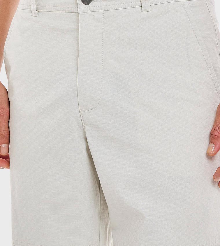 Solid Straight Fit Pants with Button Closure