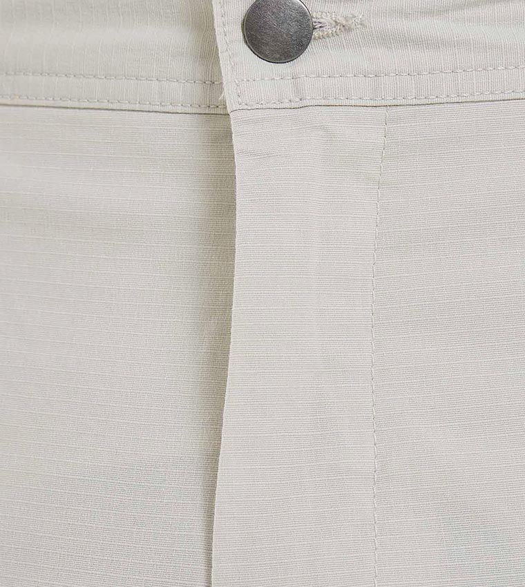 Solid Straight Fit Pants with Button Closure