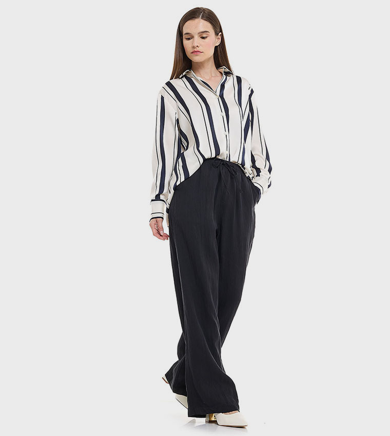 Solid Pants with Drawstring Waist
