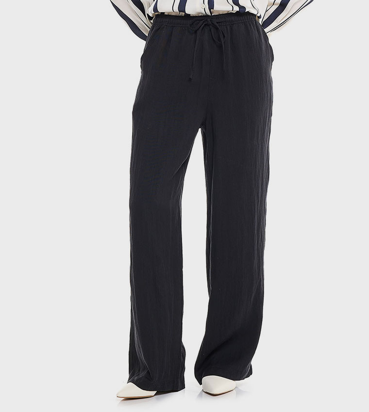 Solid Pants with Drawstring Waist