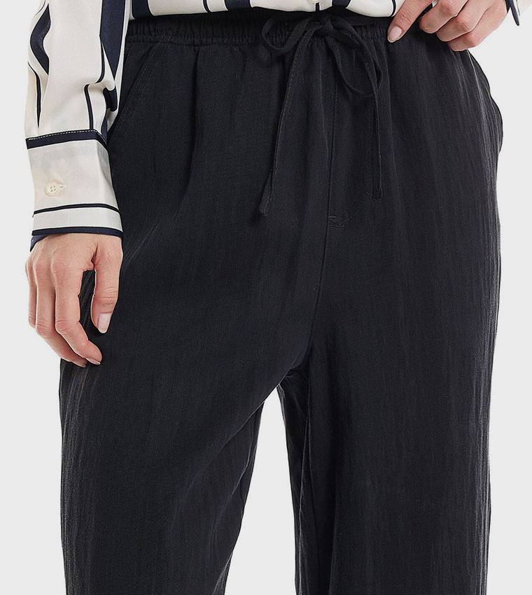 Solid Pants with Drawstring Waist