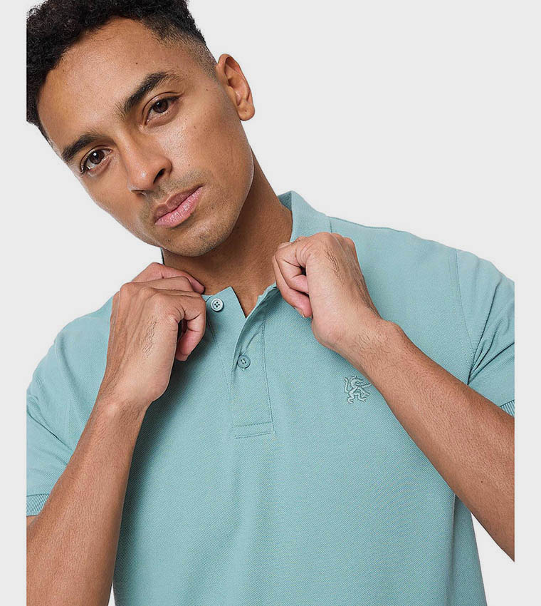 Textured Polo T-Shirt with Short Sleeves