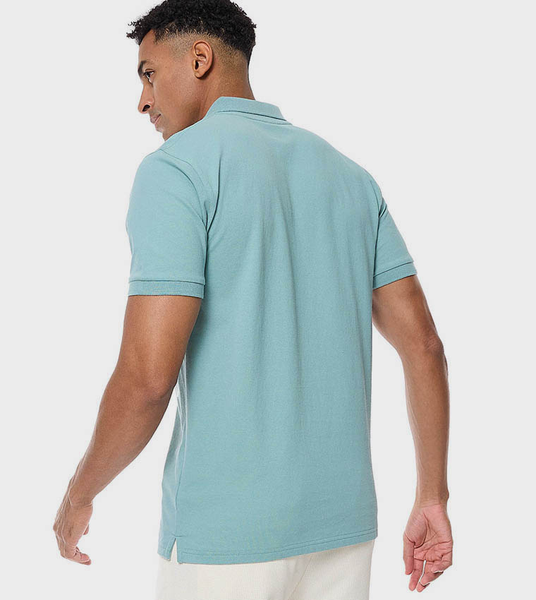 Textured Polo T-Shirt with Short Sleeves