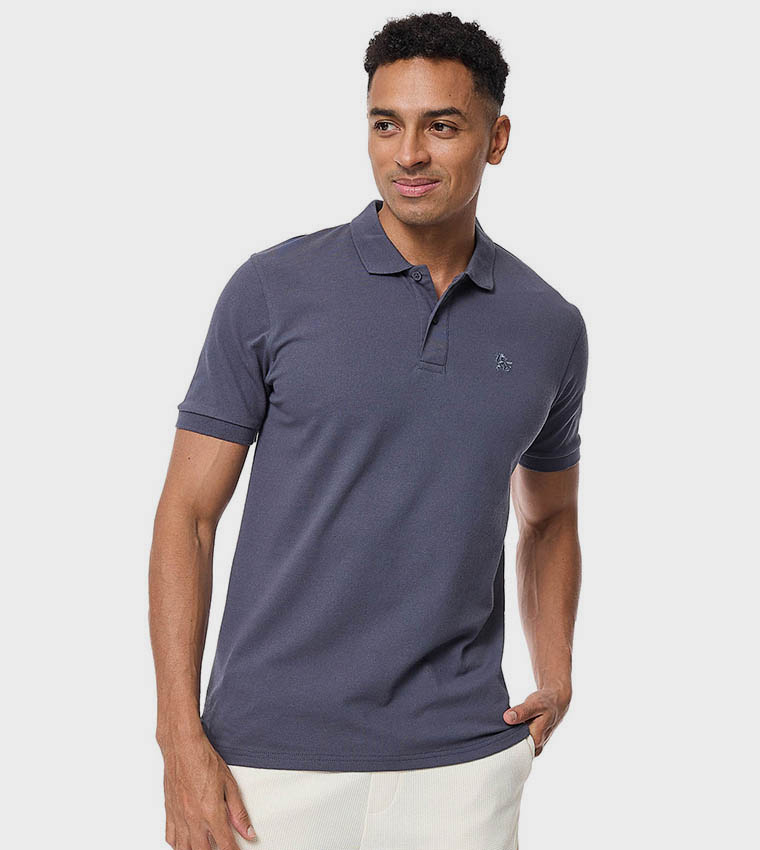 Textured Polo T-Shirt with Short Sleeves