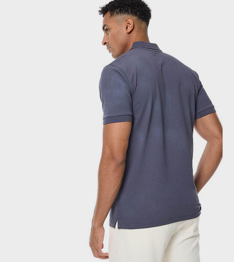 Textured Polo T-Shirt with Short Sleeves
