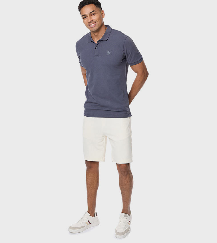 Textured Polo T-Shirt with Short Sleeves