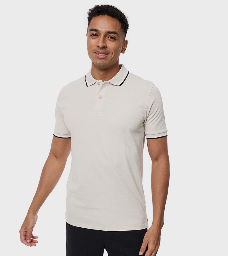 Tipping Detail Polo T-Shirt with Short Sleeves