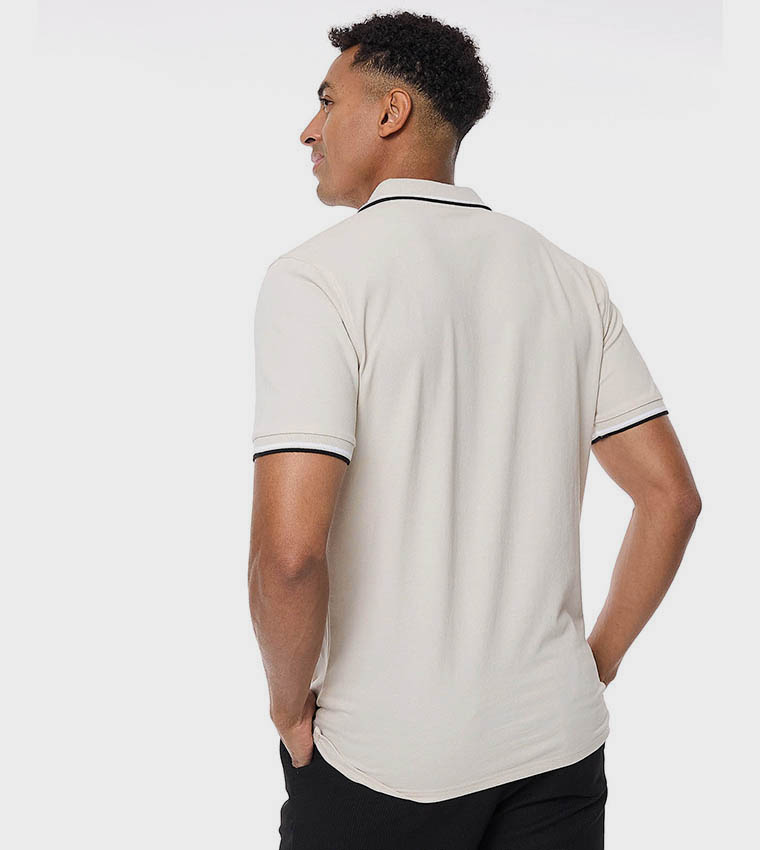Tipping Detail Polo T-Shirt with Short Sleeves