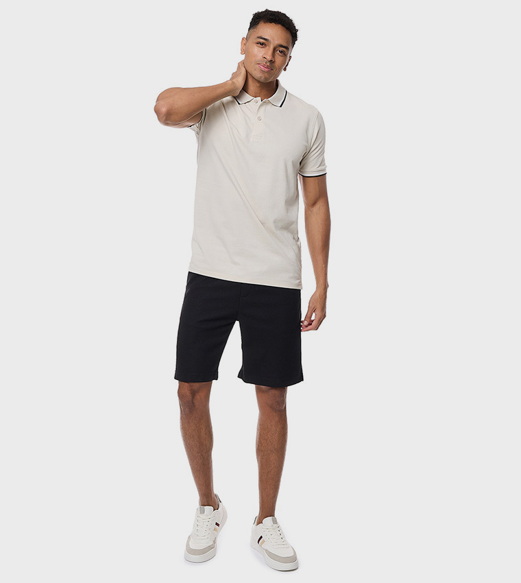 Tipping Detail Polo T-Shirt with Short Sleeves