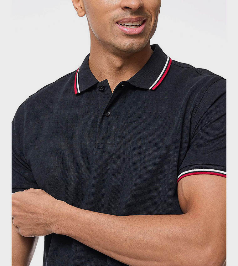 Tipping Detail Polo T-Shirt with Short Sleeves