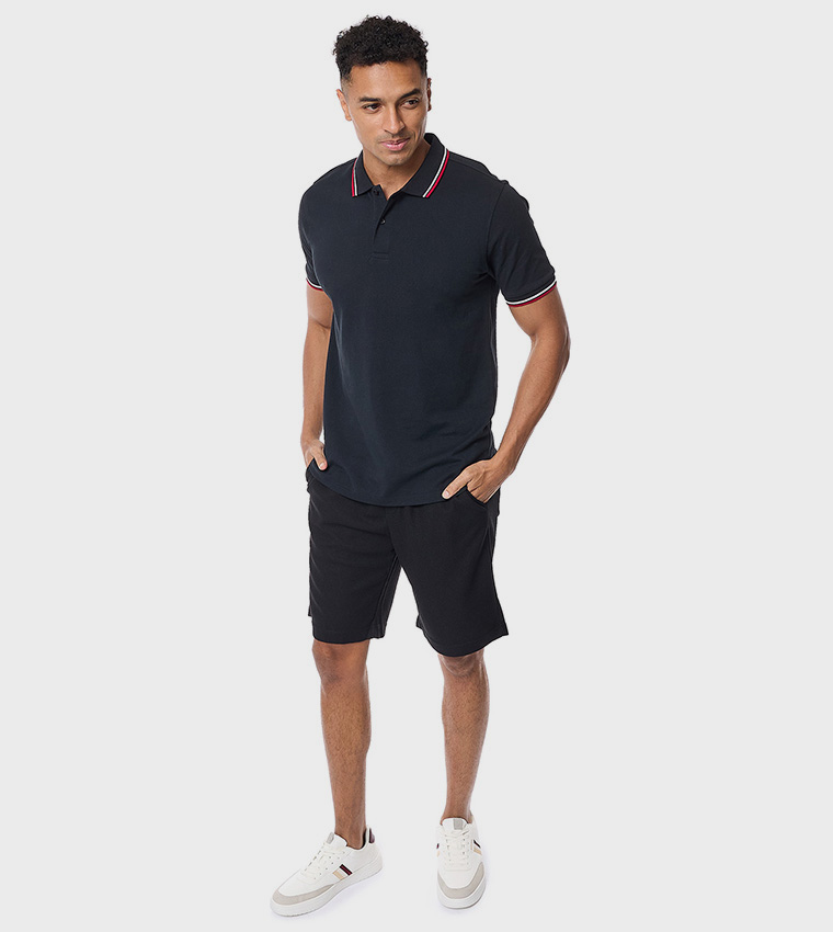 Tipping Detail Polo T-Shirt with Short Sleeves