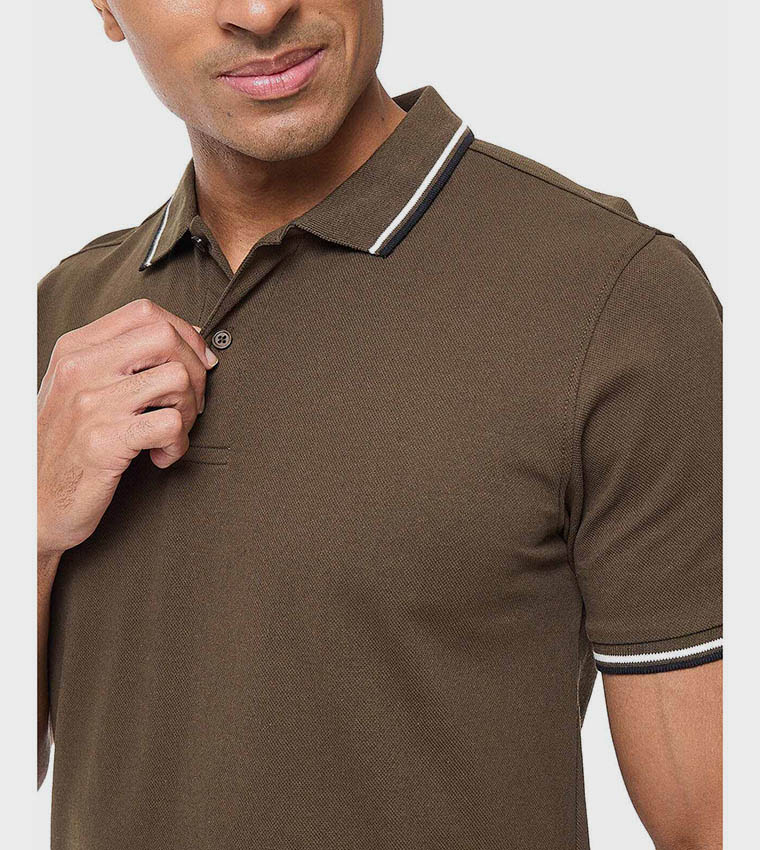 Tipping Detail Polo T-Shirt with Short Sleeves