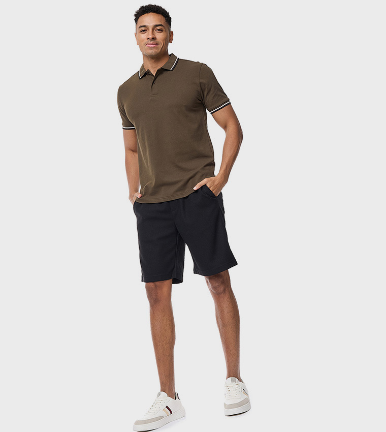 Tipping Detail Polo T-Shirt with Short Sleeves