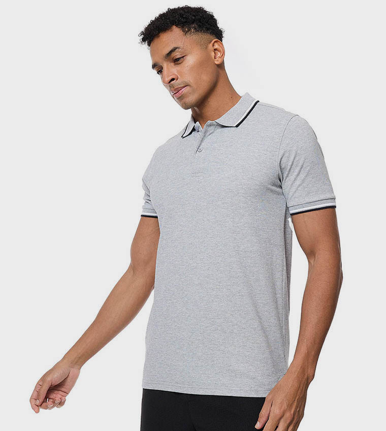 Tipping Detail Polo T-Shirt with Short Sleeves
