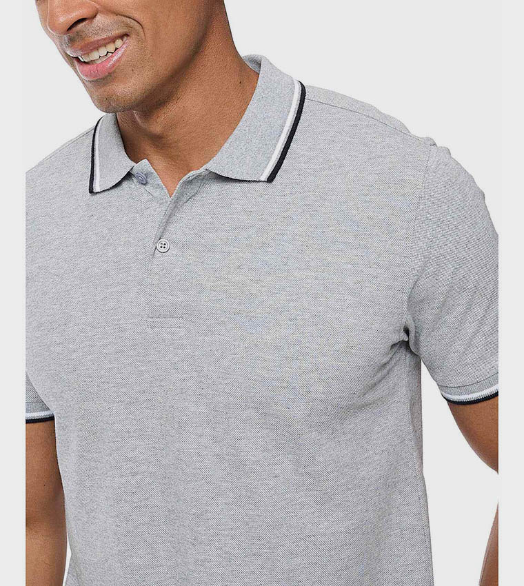 Tipping Detail Polo T-Shirt with Short Sleeves