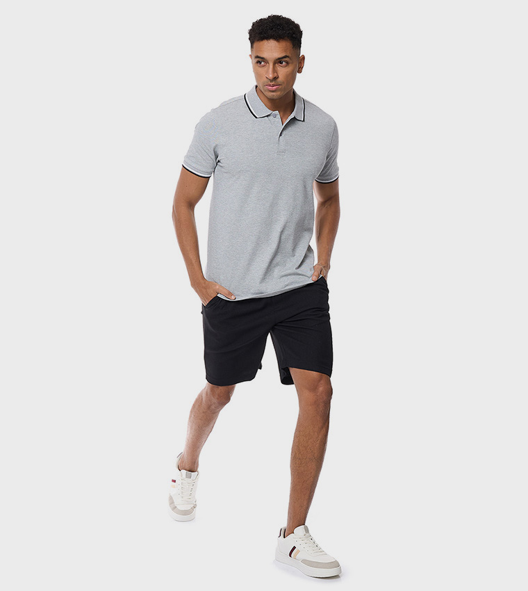 Tipping Detail Polo T-Shirt with Short Sleeves