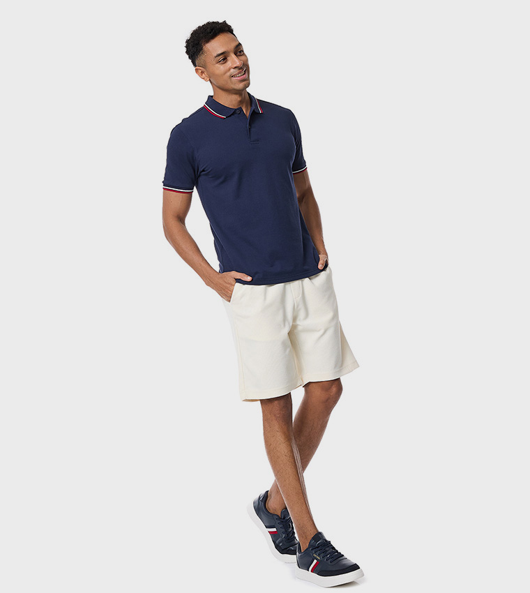 Tipping Detail Polo T-Shirt with Short Sleeves