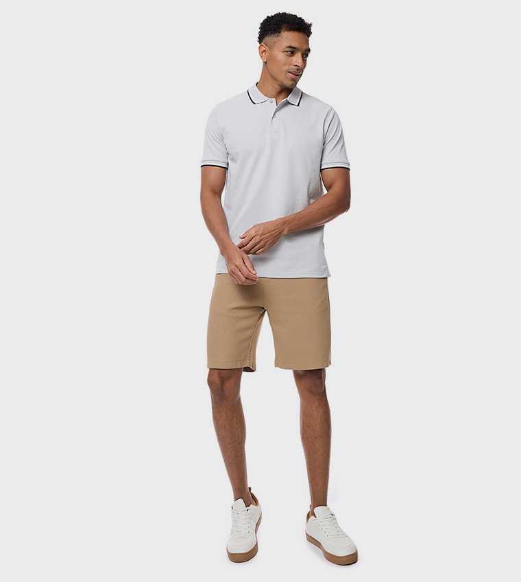 Tipping Detail Polo T-Shirt with Short Sleeves