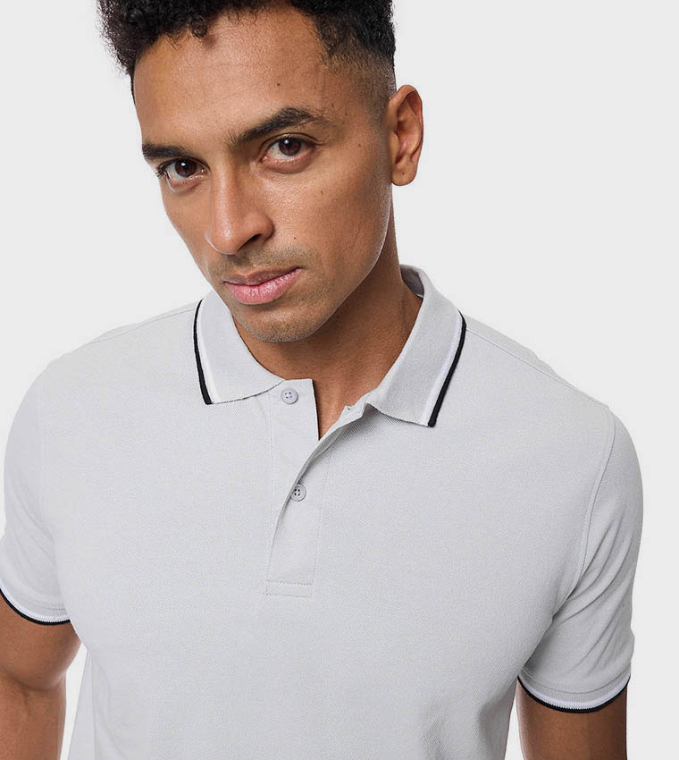 Tipping Detail Polo T-Shirt with Short Sleeves