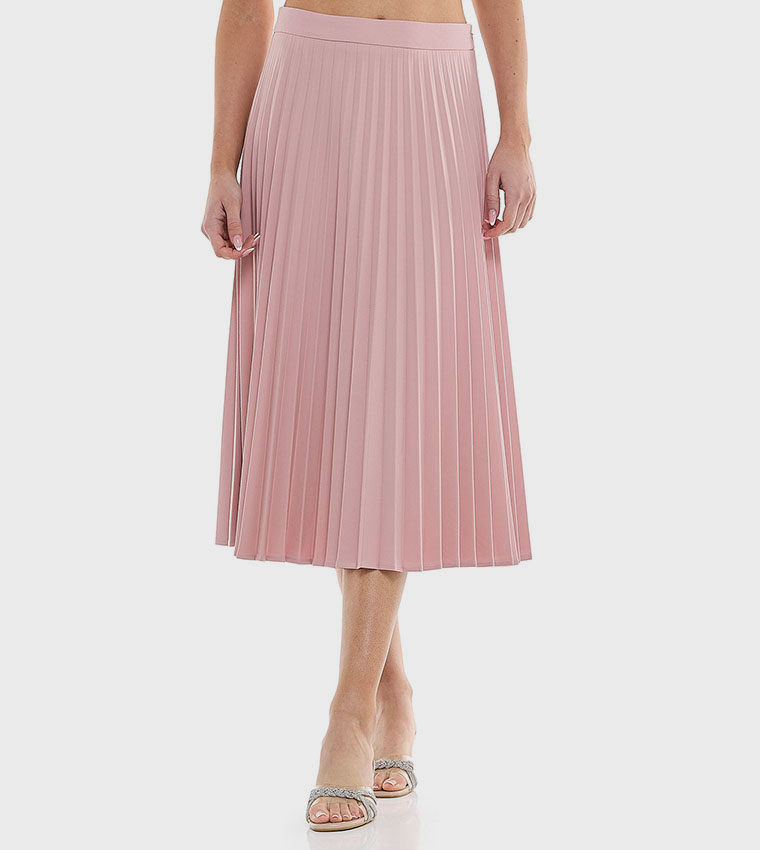 Pleated Midi Skirt with Zip Closure
