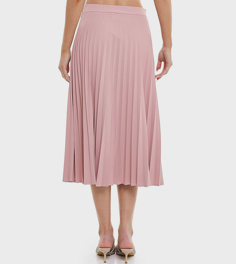 Pleated Midi Skirt with Zip Closure