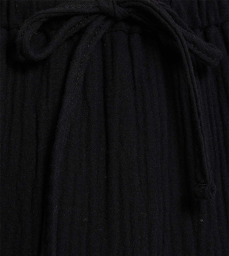 Solid Tiered Skirt with Drawstring Waist