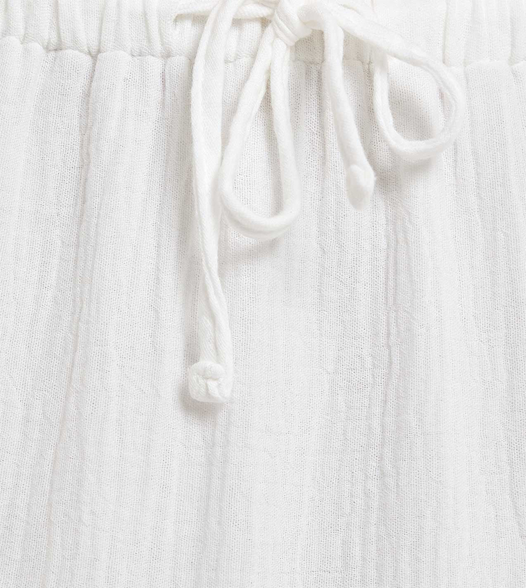 Solid Tiered Skirt with Drawstring Waist