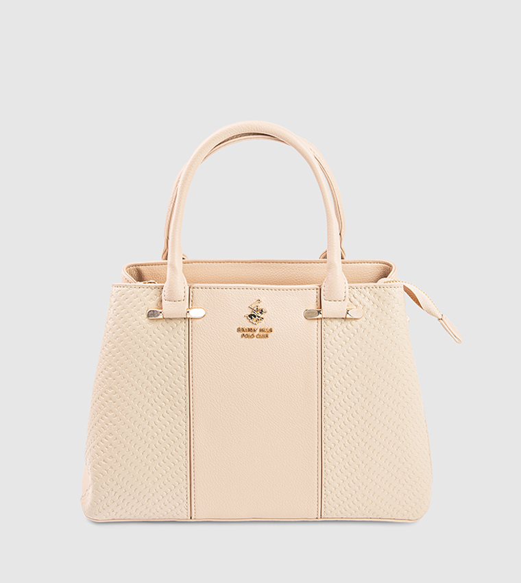 Textured Zip-Closure Satchel Bag