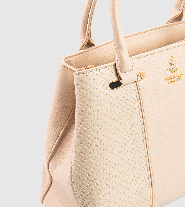 Textured Zip-Closure Satchel Bag