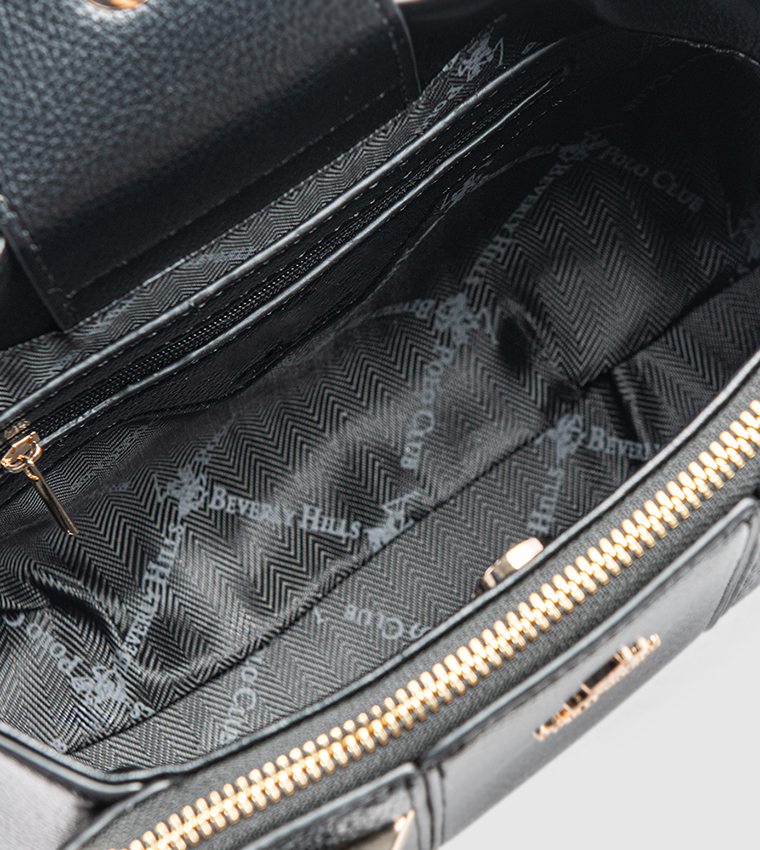 Textured Zip-Closure Satchel Bag