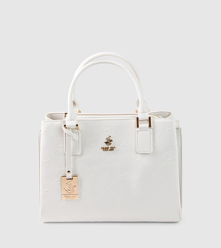 Textured Zip-Closure Satchel Bag