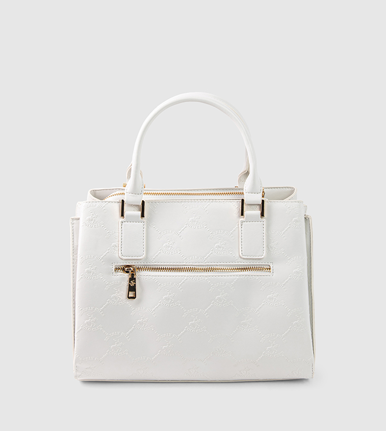 Textured Zip-Closure Satchel Bag
