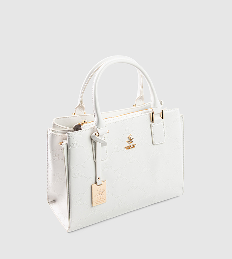 Textured Zip-Closure Satchel Bag