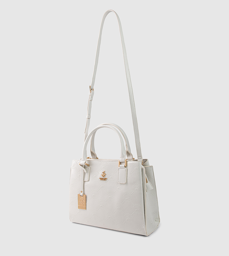 Textured Zip-Closure Satchel Bag