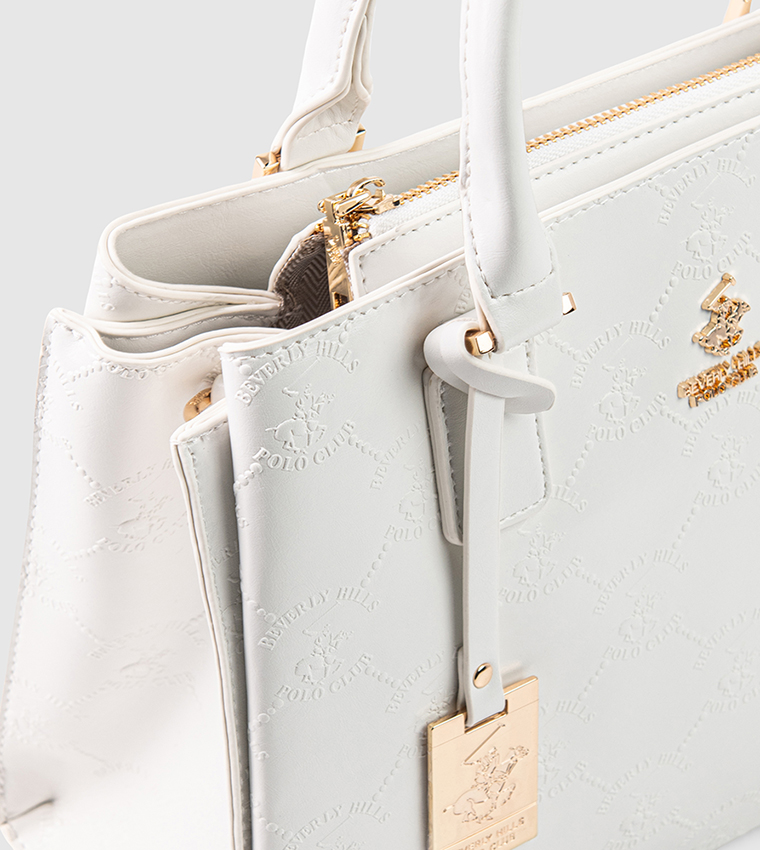 Textured Zip-Closure Satchel Bag