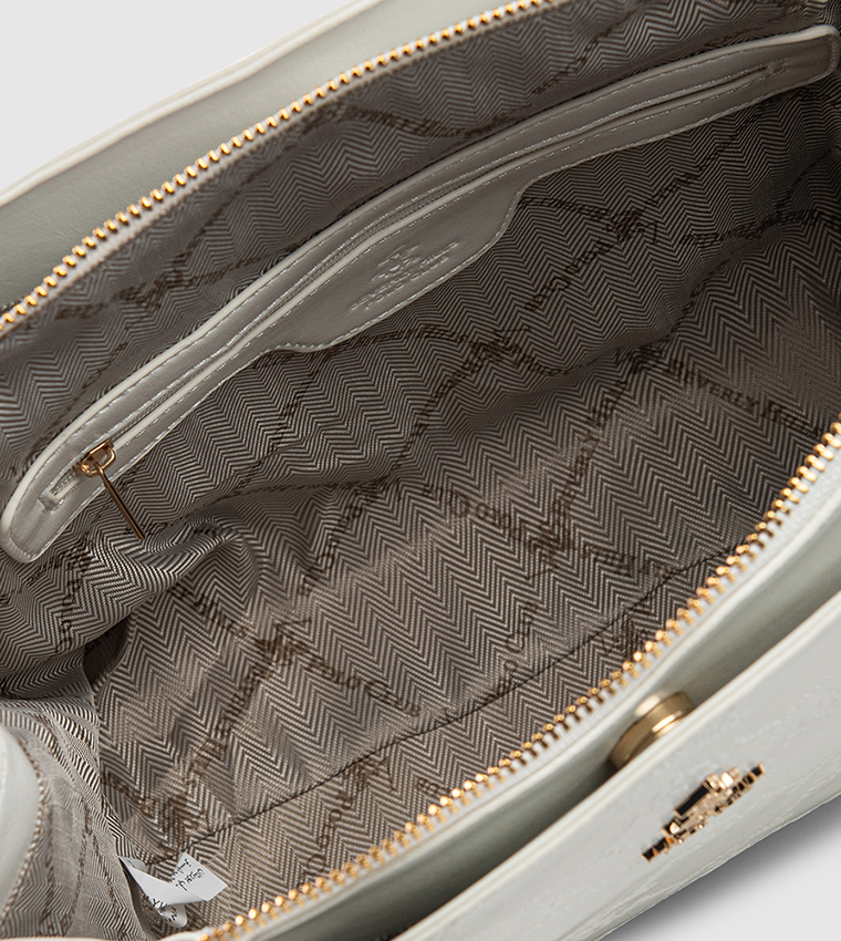 Textured Zip-Closure Satchel Bag