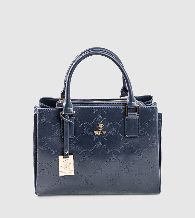 Textured Zip-Closure Satchel Bag