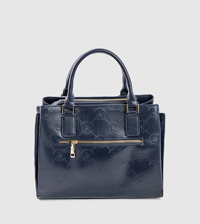 Textured Zip-Closure Satchel Bag