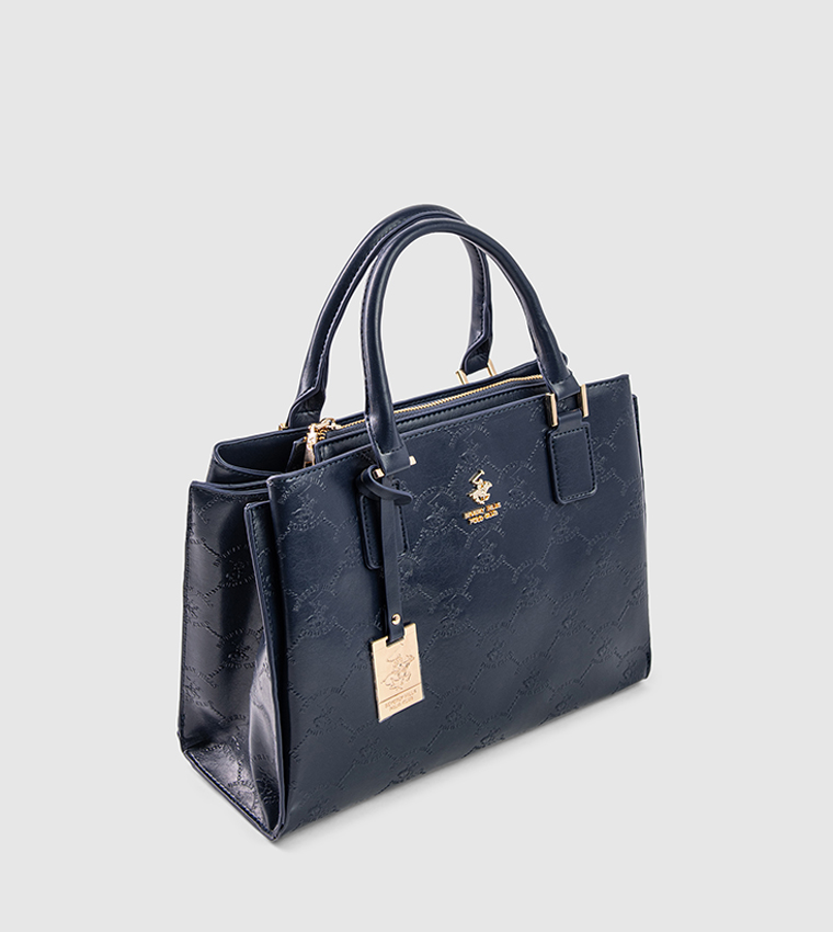 Textured Zip-Closure Satchel Bag