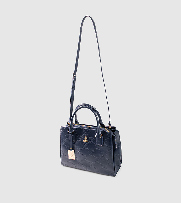 Textured Zip-Closure Satchel Bag