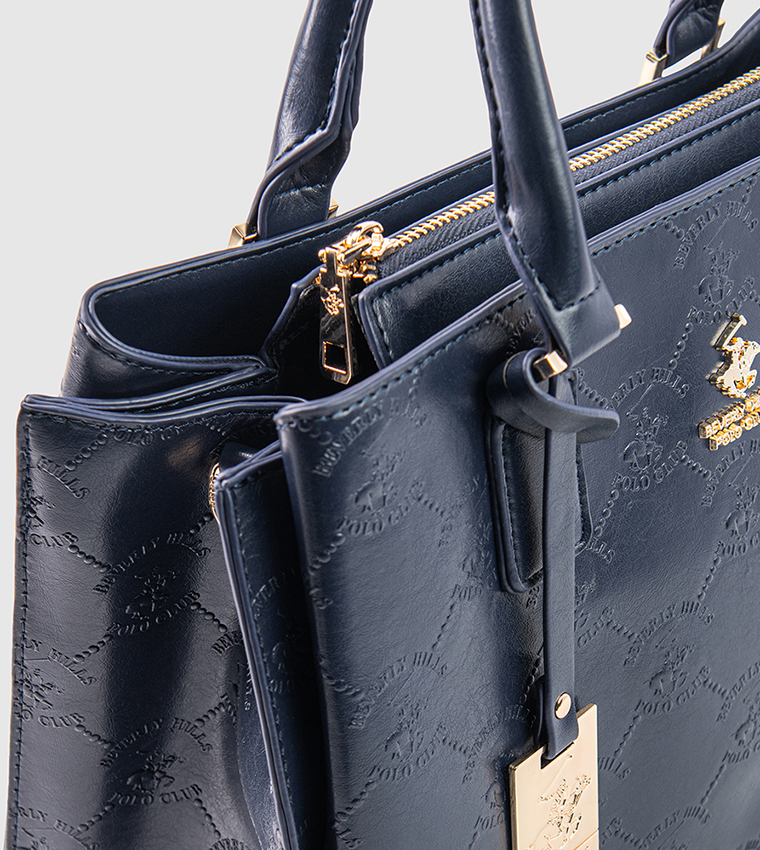Textured Zip-Closure Satchel Bag